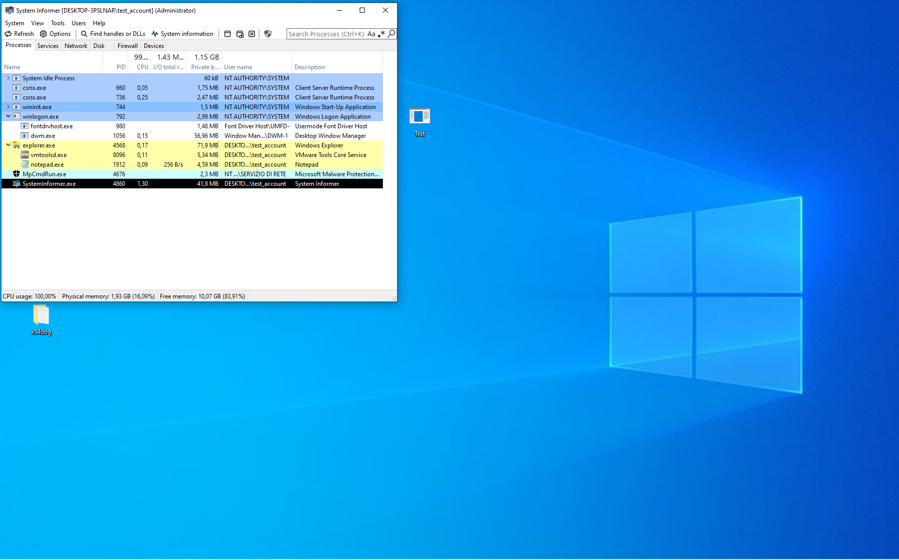Process tree showing notepad.exe under explorer.exe via PPID Spoofing